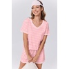 image:imageEkouaer Womens Pajamas Sets Soft 95 Cotton Pjs Short Sleeve Lounge Sets Casual Two Piece Pjs With PocketsPink Stripe