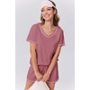 image:imageEkouaer Womens Pajamas Sets Soft 95 Cotton Pjs Short Sleeve Lounge Sets Casual Two Piece Pjs With PocketsRose Red