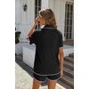 image:imageEkouaer Womens Ribbed Button Down Pajamas Sets 2 Piece Short Sleeve Shorts Pjs Knit Lounge SetsBlack