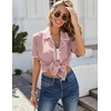 image:imageEkouaer Womens Ribbed Button Down Pajamas Sets 2 Piece Short Sleeve Shorts Pjs Knit Lounge SetsBlush Pink