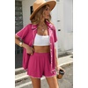 image:imageEkouaer Womens Ribbed Button Down Pajamas Sets 2 Piece Short Sleeve Shorts Pjs Knit Lounge SetsHot Pink