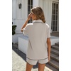 image:imageEkouaer Womens Ribbed Button Down Pajamas Sets 2 Piece Short Sleeve Shorts Pjs Knit Lounge SetsLight Gray