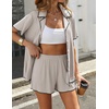 image:imageEkouaer Womens Ribbed Button Down Pajamas Sets 2 Piece Short Sleeve Shorts Pjs Knit Lounge SetsLight Gray