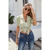 image:imageEkouaer Womens Ribbed Button Down Pajamas Sets 2 Piece Short Sleeve Shorts Pjs Knit Lounge SetsLight Green