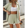 image:imageEkouaer Womens Ribbed Button Down Pajamas Sets 2 Piece Short Sleeve Shorts Pjs Knit Lounge SetsLight Green