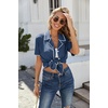 image:imageEkouaer Womens Ribbed Button Down Pajamas Sets 2 Piece Short Sleeve Shorts Pjs Knit Lounge SetsNavy Blue