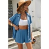 image:imageEkouaer Womens Ribbed Button Down Pajamas Sets 2 Piece Short Sleeve Shorts Pjs Knit Lounge SetsOcean Blue