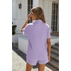 image:imageEkouaer Womens Ribbed Button Down Pajamas Sets 2 Piece Short Sleeve Shorts Pjs Knit Lounge SetsPurple