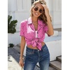 image:imageEkouaer Womens Ribbed Button Down Pajamas Sets 2 Piece Short Sleeve Shorts Pjs Knit Lounge SetsRose Leopard