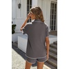 image:imageEkouaer Womens Ribbed Button Down Pajamas Sets 2 Piece Short Sleeve Shorts Pjs Knit Lounge SetsSteel Gray