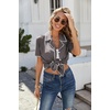 image:imageEkouaer Womens Ribbed Button Down Pajamas Sets 2 Piece Short Sleeve Shorts Pjs Knit Lounge SetsSteel Gray