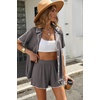 image:imageEkouaer Womens Ribbed Button Down Pajamas Sets 2 Piece Short Sleeve Shorts Pjs Knit Lounge SetsSteel Gray