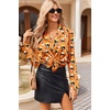 image:imageEkouaer Womens Satin Pajama Sets Long Sleeve Top and Shorts Lounge Set Button Down SleepwearHalloween