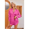 image:imageEkouaer Womens Satin Pajama Sets Long Sleeve Top and Shorts Lounge Set Button Down SleepwearLeopard Hot Pink
