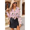 image:imageEkouaer Womens Satin Pajama Sets Long Sleeve Top and Shorts Lounge Set Button Down SleepwearStriped Wine Bottle