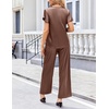 image:imageEkouaer Womens Satin Silky Pajama Set 2 Piece Short Sleeve Shirt with Long Pants Pjs Sets Soft PJ Loungewear SXXLBrown