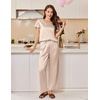 image:imageEkouaer Womens Satin Silky Pajama Set 2 Piece Short Sleeve Shirt with Long Pants Pjs Sets Soft PJ Loungewear SXXLChampagne