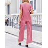 image:imageEkouaer Womens Satin Silky Pajama Set 2 Piece Short Sleeve Shirt with Long Pants Pjs Sets Soft PJ Loungewear SXXLCoral Pink