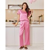 image:imageEkouaer Womens Satin Silky Pajama Set 2 Piece Short Sleeve Shirt with Long Pants Pjs Sets Soft PJ Loungewear SXXLCoral Pink