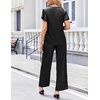 image:imageEkouaer Womens Satin Silky Pajama Set 2 Piece Short Sleeve Shirt with Long Pants Pjs Sets Soft PJ Loungewear SXXLDeep Black