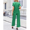 image:imageEkouaer Womens Satin Silky Pajama Set 2 Piece Short Sleeve Shirt with Long Pants Pjs Sets Soft PJ Loungewear SXXLGreen