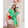 image:imageEkouaer Womens Satin Silky Pajama Set 2 Piece Short Sleeve Shirt with Long Pants Pjs Sets Soft PJ Loungewear SXXLGreen