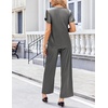 image:imageEkouaer Womens Satin Silky Pajama Set 2 Piece Short Sleeve Shirt with Long Pants Pjs Sets Soft PJ Loungewear SXXLGrey