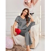 image:imageEkouaer Womens Satin Silky Pajama Set 2 Piece Short Sleeve Shirt with Long Pants Pjs Sets Soft PJ Loungewear SXXLGrey