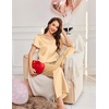 image:imageEkouaer Womens Satin Silky Pajama Set 2 Piece Short Sleeve Shirt with Long Pants Pjs Sets Soft PJ Loungewear SXXLKhaki