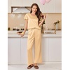 image:imageEkouaer Womens Satin Silky Pajama Set 2 Piece Short Sleeve Shirt with Long Pants Pjs Sets Soft PJ Loungewear SXXLKhaki