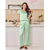 image:imageEkouaer Womens Satin Silky Pajama Set 2 Piece Short Sleeve Shirt with Long Pants Pjs Sets Soft PJ Loungewear SXXLLight Green