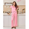 image:imageEkouaer Womens Satin Silky Pajama Set 2 Piece Short Sleeve Shirt with Long Pants Pjs Sets Soft PJ Loungewear SXXLLight Pink