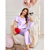 image:imageEkouaer Womens Satin Silky Pajama Set 2 Piece Short Sleeve Shirt with Long Pants Pjs Sets Soft PJ Loungewear SXXLLilac