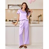 image:imageEkouaer Womens Satin Silky Pajama Set 2 Piece Short Sleeve Shirt with Long Pants Pjs Sets Soft PJ Loungewear SXXLLilac