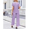 image:imageEkouaer Womens Satin Silky Pajama Set 2 Piece Short Sleeve Shirt with Long Pants Pjs Sets Soft PJ Loungewear SXXLLilac