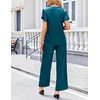 image:imageEkouaer Womens Satin Silky Pajama Set 2 Piece Short Sleeve Shirt with Long Pants Pjs Sets Soft PJ Loungewear SXXLPeacock Blue
