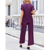 image:imageEkouaer Womens Satin Silky Pajama Set 2 Piece Short Sleeve Shirt with Long Pants Pjs Sets Soft PJ Loungewear SXXLPurple