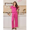 image:imageEkouaer Womens Satin Silky Pajama Set 2 Piece Short Sleeve Shirt with Long Pants Pjs Sets Soft PJ Loungewear SXXLRose Red