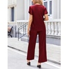 image:imageEkouaer Womens Satin Silky Pajama Set 2 Piece Short Sleeve Shirt with Long Pants Pjs Sets Soft PJ Loungewear SXXLWine Red