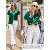 image:imageEkouaer Womens Silk Pajama Sets 2 Piece Satin Pj Set Button Down Shirt and Shorts Lounge Sets Classic with PocketsGreen