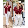 image:imageEkouaer Womens Silk Pajama Sets 2 Piece Satin Pj Set Button Down Shirt and Shorts Lounge Sets Classic with PocketsRed
