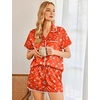 image:imageEkouaer Womens Silk Pajama Sets 2 Piece Satin Pj Set Button Down Shirt and Shorts Lounge Sets Classic with PocketsRed Christmas Trees