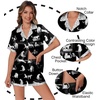 image:imageEkouaer Womens Silk Satin Pajamas Set Animals Print Pjs Button Down Short Sleeve Lounge Set 2 Piece SleepwearBlack Leopard