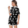 image:imageEkouaer Womens Silk Satin Pajamas Set Animals Print Pjs Button Down Short Sleeve Lounge Set 2 Piece SleepwearBlack Leopard
