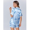 image:imageEkouaer Womens Silk Satin Pajamas Set Animals Print Pjs Button Down Short Sleeve Lounge Set 2 Piece SleepwearBlue Bowknot