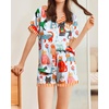image:imageEkouaer Womens Silk Satin Pajamas Set Animals Print Pjs Button Down Short Sleeve Lounge Set 2 Piece SleepwearBlue Cat