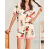 image:imageEkouaer Womens Silk Satin Pajamas Set Animals Print Pjs Button Down Short Sleeve Lounge Set 2 Piece SleepwearColored Puppy