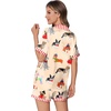 image:imageEkouaer Womens Silk Satin Pajamas Set Animals Print Pjs Button Down Short Sleeve Lounge Set 2 Piece SleepwearColored Puppy