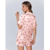 image:imageEkouaer Womens Silk Satin Pajamas Set Animals Print Pjs Button Down Short Sleeve Lounge Set 2 Piece SleepwearCute Bowknot