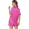 image:imageEkouaer Womens Silk Satin Pajamas Set Animals Print Pjs Button Down Short Sleeve Lounge Set 2 Piece SleepwearHot Pink Leopard